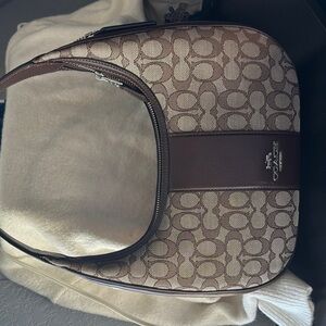 Coach Brown and Cream Shoulder Bag